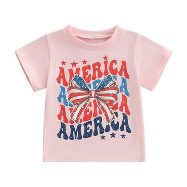 America Bow Toddler Tee Pink 2T