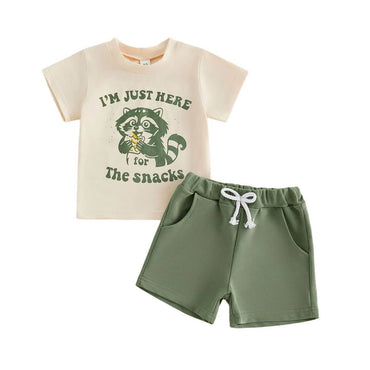 Short Sleeve Raccoon Snacks Toddler Set