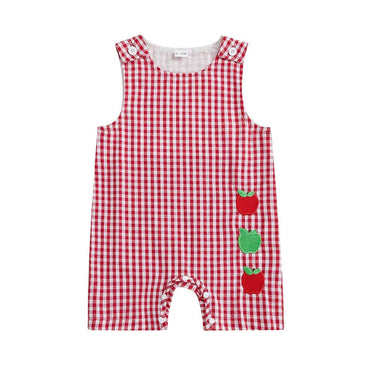 Sleeveless Apple Checkered Baby Romper
