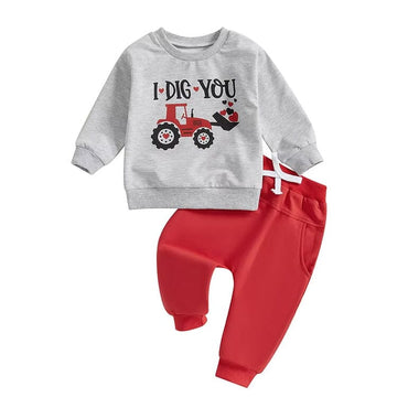 I Dig You Valentine's Day Toddler Set Gray 12-18 M