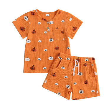 Short Sleeve Pumpkin Baby Set Orange 3-6 M