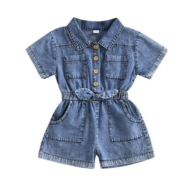 Short Sleeve Denim Toddler Romper
