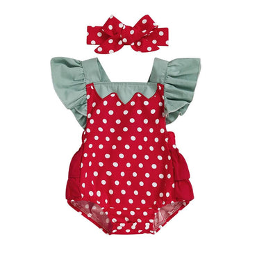 Polka Dot Strawberry Baby Romper