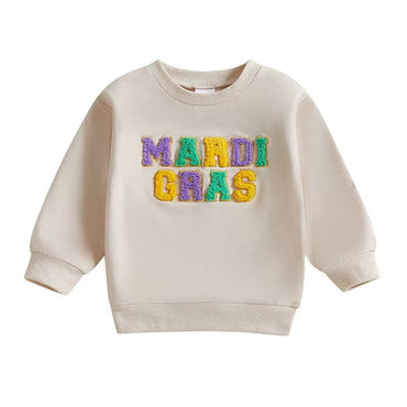 Mardi Gras Toddler Sweatshirt Beige 9-12 M