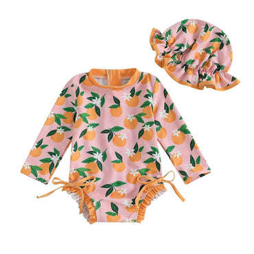 Long Sleeve Orange Baby Swimsuit