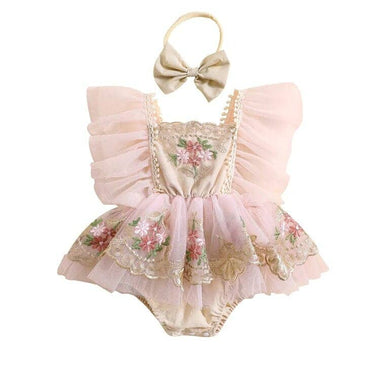 Floral Embroidery Baby Romper