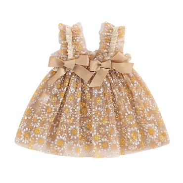 Floral Lace Bows Toddler Dress   