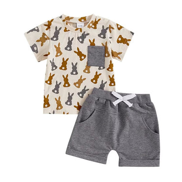 Short Sleeve Easter Bunny Pocket Baby Set