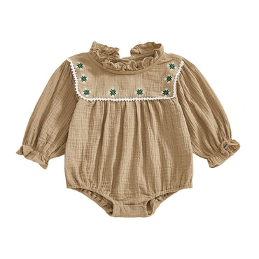 Long Sleeve Vintage Ruffled Baby Romper