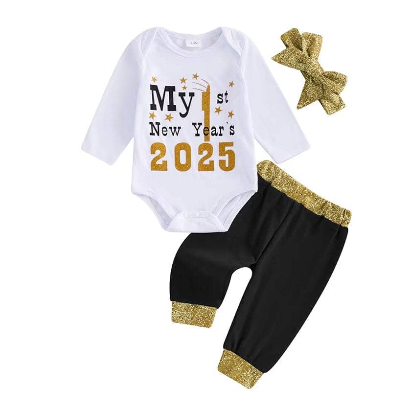 Baby Girl My First New Year's 2025 3-Piece Outfit Set – The Trendy