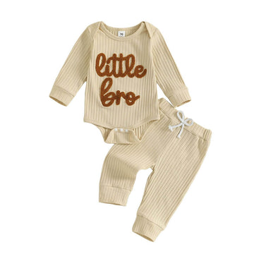 Long Sleeve Little Bro Baby Set Beige 0-3 M