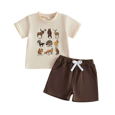 Short Sleeve Nature Toddler Set Brown 9-12 M