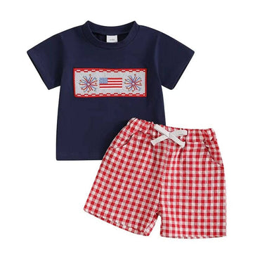 American Checkered Shorts Baby Set