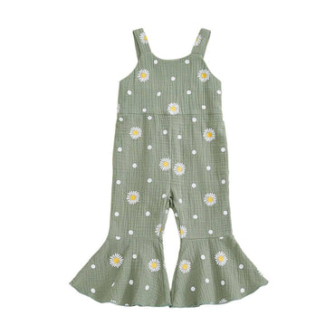 Sleeveless Daisy Flared Baby Jumpsuit Green 0-3 M