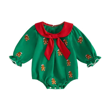Long Sleeve Gingerbread Collar Baby Romper