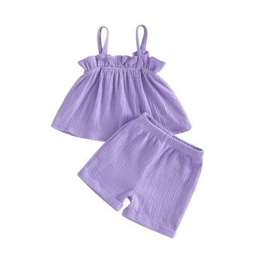 Sleeveless Lilac Ruffled Baby Set