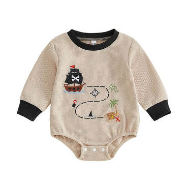 Long Sleeve Treasure Island Waffle Baby Romper Rompers The Trendy Toddlers