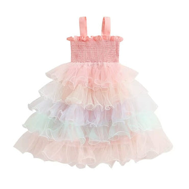 Sleeveless Layered Tulle Toddler Dress