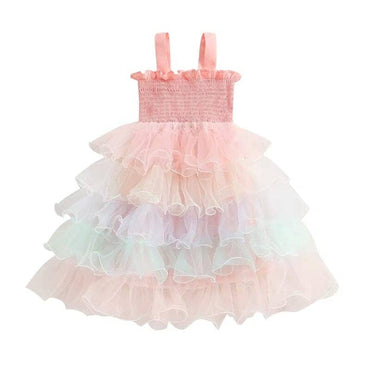 Sleeveless Layered Tulle Toddler Dress