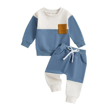Color Block Pocket Baby Set Blue 3-6 M