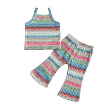 Sleeveless Retro Rainbow Toddler Set
