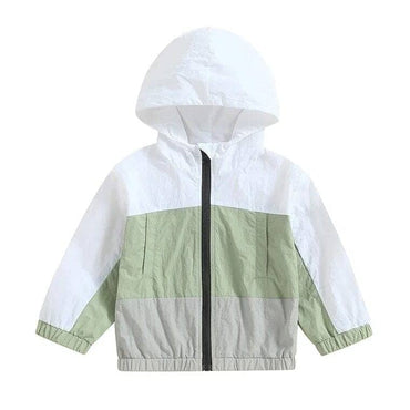 Color Block Hooded Toddler Jacket Green 12-18 M