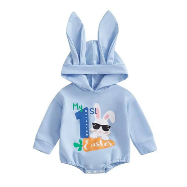 My First Easter Hooded Baby Bodysuit Blue 0-3 M