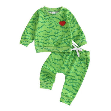 Long Sleeve Grinch Heart Baby Set