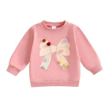 Pom Pom Bow Baby Sweatshirt Pink 0-3 M