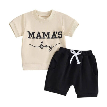Mama's Boy Black Shorts Baby Set