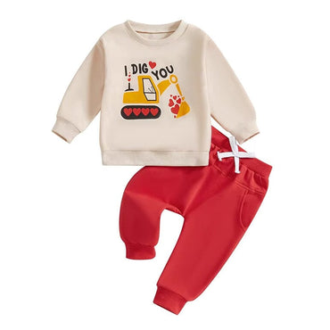 I Dig You Valentine's Day Toddler Set Beige 12-18 M