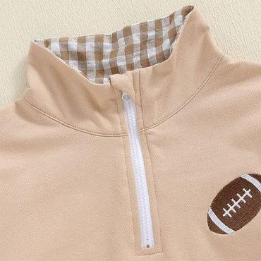 Long Sleeve Beige Football Toddler Sweatshirt