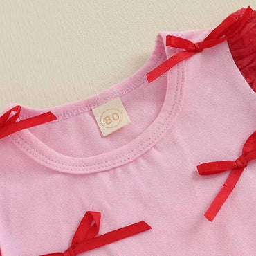 Sleeveless Red Bows Skirt Toddler Set