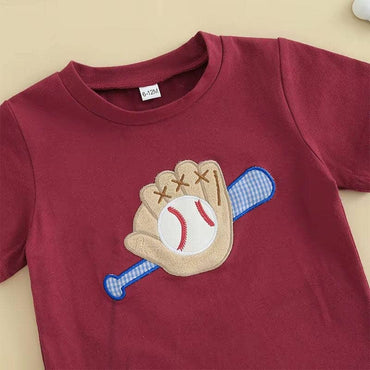 Short Sleeve Solid Shorts Baseball Toddler Set