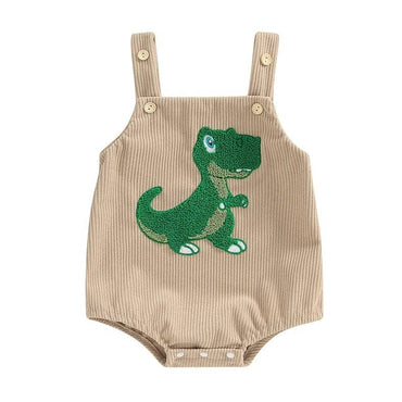 Sleeveless Dinosaur Baby Romper Khaki 0-3 M