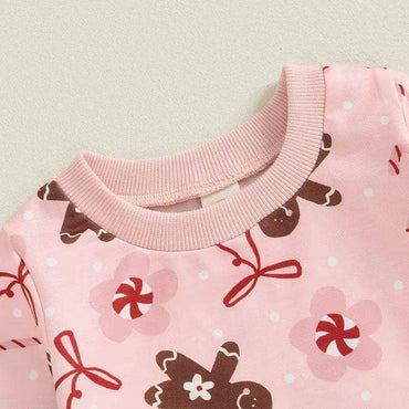 Long Sleeve Pink Christmas Baby Set