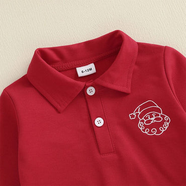 Long Sleeve Collar Santa Toddler Set