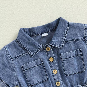 Short Sleeve Denim Toddler Romper