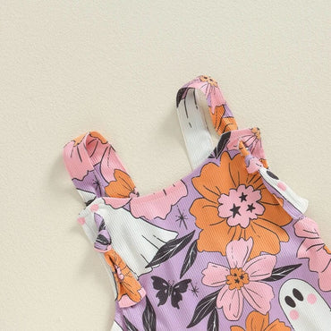 Floral Ghosts Flared Toddler Jumpsuit