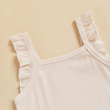 Fly Sleeve Top Denim Skirt Toddler Set