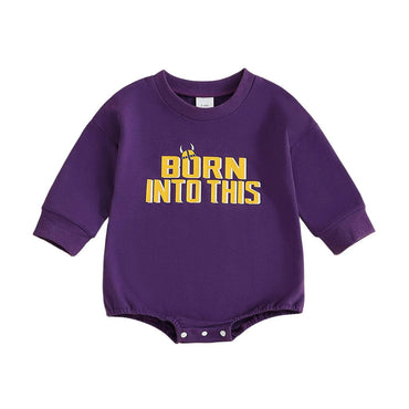 Born Into This Baby Bodysuit Purple 0-3 M