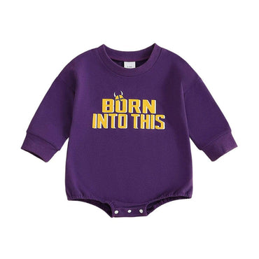 Born Into This Baby Bodysuit Purple 0-3 M