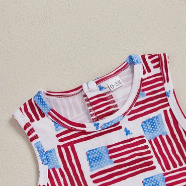 Sleeveless 4th of July Baby Jumpsuit