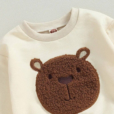 Long Sleeve Fuzzy Bear Baby Set