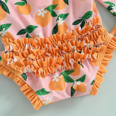 Long Sleeve Orange Baby Swimsuit