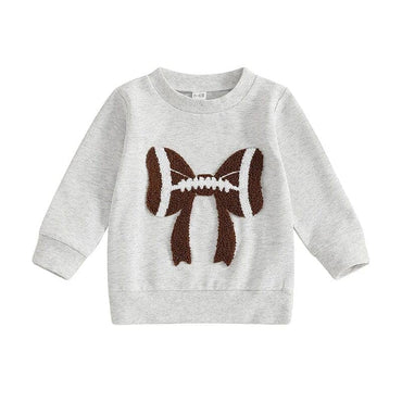 Football Bow Baby Sweatshirt Gray 3-6 M