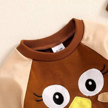 Long Sleeve Thanksgiving Turkey Baby Bodysuit