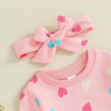 Long Sleeve Hearts Baby Set