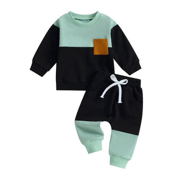 Color Block Pocket Baby Set Green 3-6 M