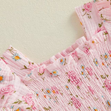 Puff Sleeve Floral Toddler Dress